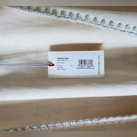 Johnny Was Aro Linen Cotton Fringed Poncho Wrap Boho Inspired One Size - Picture 8 of 11